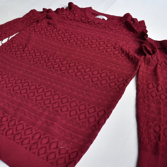 LC Lauren Conrad Red Ruffle Pointelle Sweater Dress - Picture 6 of 9